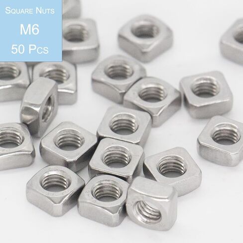 50 Pcs M3 Square Nuts, Premium 304 Stainless Steel Coarse Thread Fasteners for Home Repairs, DIY Projects and Engineering, Corrosion-Resistant, Durable Quality, Silver Tone in Saudi Arabia