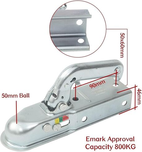 50MM European StyleTrailer Hitch Coupling Pressed Steel for 60MM Channel Cap 800 Kgs Accessories Caravan Parts in Saudi Arabia