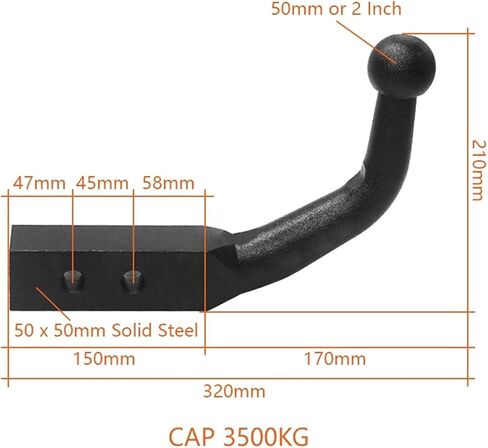 6 Inch 50 X 50MM Solid Trailer Pintle Hook Tow Bar Hitch Mount 3500KGS Camper Accessories Caravan Parts(50mm Ball) in Saudi Arabia
