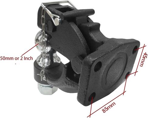 Heavy Duty Pintle Hook Combo 50mm/2Inch Ball Trailer Hitch Towing Capacity 8 TON RV Parts Camper Accessories Caravan Components(2 Inch Ball) in Saudi Arabia