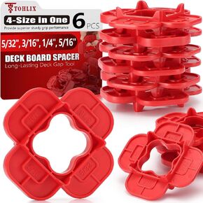 6 Packs 4-in-1 Multi-Size Deck Spacers Tool (5/32", 3/16", 1/4", 5/16") for Composite, PVC, Hardwood & Pressure Treated Decking Board - Red & Blue Options, Easy-to-Use Deck Board Spacers Gap Tool in Saudi Arabia