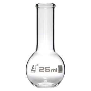 EISCO Boiling Flask, 25ml - Borosilicate Glass - Flat Bottom, Narrow Neck in Kuwait
