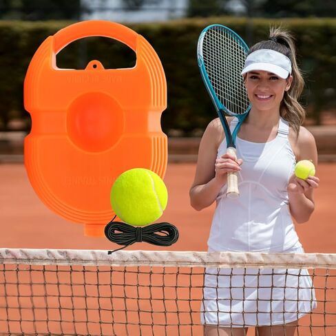 EMVANV Tennis Trainer Rebound Ball,with 3 String Balls Solo Tennis Training Equipment Portable Tennis Practice Rebounder Equipment Training Tools for Beginners Sport Exercise(Orange) in Saudi Arabia