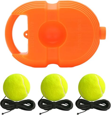 EMVANV Tennis Trainer Rebound Ball,with 3 String Balls Solo Tennis Training Equipment Portable Tennis Practice Rebounder Equipment Training Tools for Beginners Sport Exercise(Orange) in Saudi Arabia