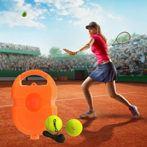 EMVANV Tennis Trainer Rebound Ball,with 3 String Balls Solo Tennis Training Equipment Portable Tennis Practice Rebounder Equipment Training Tools for Beginners Sport Exercise(Orange) in Saudi Arabia