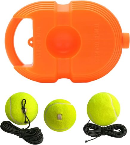 EMVANV Tennis Trainer Rebound Ball,with 3 String Balls Solo Tennis Training Equipment Portable Tennis Practice Rebounder Equipment Training Tools for Beginners Sport Exercise(Orange) in Saudi Arabia