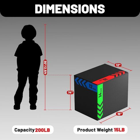 papababe 3-in-1 Plyometric Box Multi-use Jumping Exercise Equipment Trainer with Anti Slip Surface and High Density Foam for Workout Training in Saudi Arabia