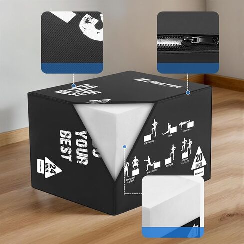 Zoomster 3-in-1 Foam Plyometric Jump Box for Home Gym Jump Training, HIIT, MMA, Weighted Stepup, Push Press and Strength Training in Saudi Arabia