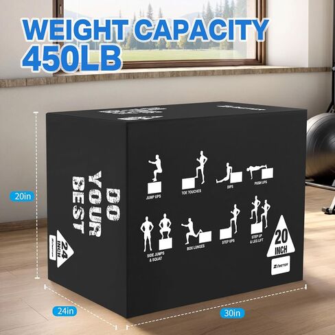 Zoomster 3-in-1 Foam Plyometric Jump Box for Home Gym Jump Training, HIIT, MMA, Weighted Stepup, Push Press and Strength Training in Saudi Arabia