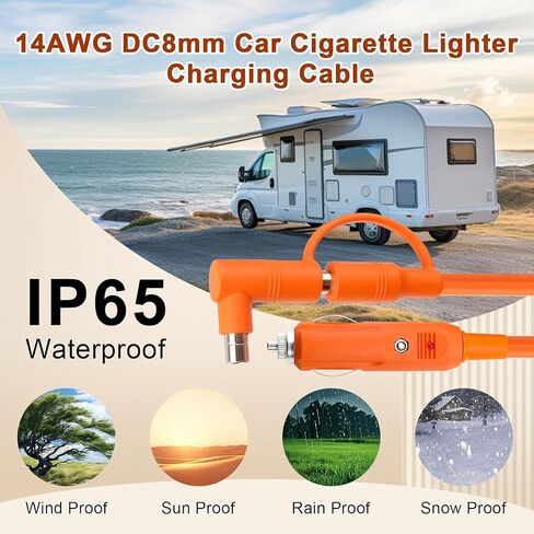14AWG CAR CARITTE CARIVETTER CABITER CABLE 6FT ، 12V/24V DC 8MM CAR CABLE 15A مع قابس DC7909/8020 متوافق مع Jackery ، Bluetti ، Anker ، Grecell ، Tord Zero Yeti Proper Power Station in Kuwait