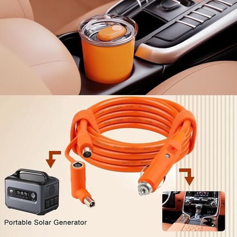 14AWG CAR CARITTE CARIVETTER CABITER CABLE 6FT ، 12V/24V DC 8MM CAR CABLE 15A مع قابس DC7909/8020 متوافق مع Jackery ، Bluetti ، Anker ، Grecell ، Tord Zero Yeti Proper Power Station in Kuwait
