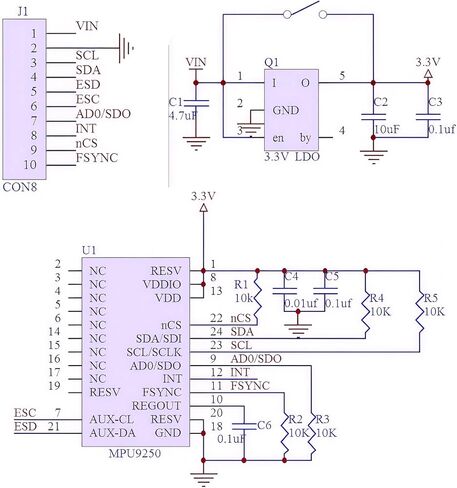 MPU9250 GY-9250 Acceleration Gyroscope Sensor, 9-Axis 16 Bit Nine-axis Acceleration Magnetic Sensor Module IIC/SPI for Arduino in Saudi Arabia