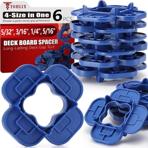 6 Packs 4-in-1 Multi-Size Deck Spacers Tool (5/32", 3/16", 1/4", 5/16") for Composite, PVC, Hardwood & Pressure Treated Decking Board - Red & Blue Options, Easy-to-Use Deck Board Spacers Gap Tool in Saudi Arabia