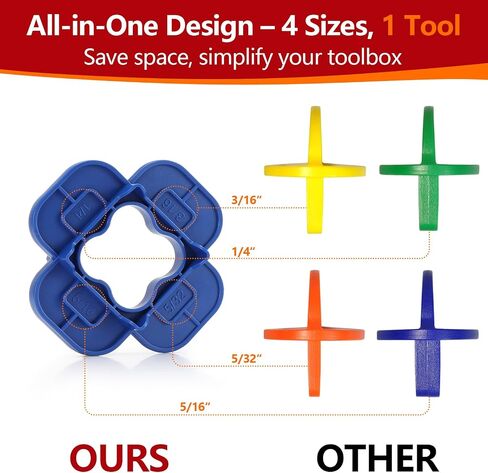 6 Packs 4-in-1 Multi-Size Deck Spacers Tool (5/32", 3/16", 1/4", 5/16") for Composite, PVC, Hardwood & Pressure Treated Decking Board - Red & Blue Options, Easy-to-Use Deck Board Spacers Gap Tool in Saudi Arabia