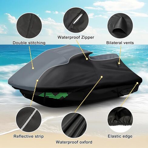 QUNSUNUS Jet Ski Cover for Yamaha VX and VX Deluxe 2015-2020, Waterproof VX Deluxe Cover with Cotton Lining, All Weather Waverunner Cover with Straps and Zipper in Kuwait