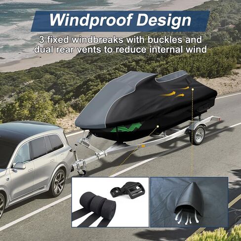 QUNSUNUS Jet Ski Cover for Yamaha VX and VX Deluxe 2015-2020, Waterproof VX Deluxe Cover with Cotton Lining, All Weather Waverunner Cover with Straps and Zipper in Kuwait
