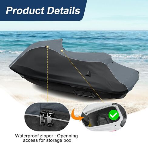 QUNSUNUS Jet Ski Cover for Yamaha VX and VX Deluxe 2015-2020, Waterproof VX Deluxe Cover with Cotton Lining, All Weather Waverunner Cover with Straps and Zipper in Kuwait