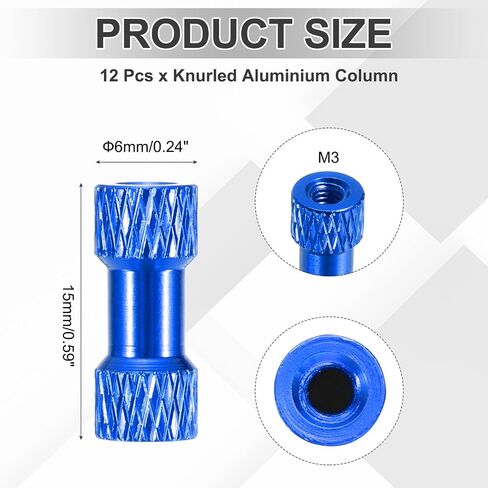 Meccanixity 12 PCS M3 x 20mm knurled aluminium spacer عمود فاصل مزدوج للرأس FPV Drone RC Airplane Car Simracing ، Silver Tone in Saudi Arabia