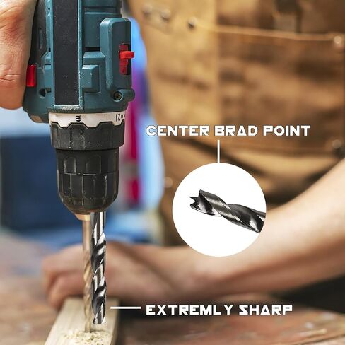 Brad Point Wood Drill Bit Set (12 Pack with Storage Case - 1/8" to 1/2") Carpenters Quality - Woodworking Bits for All Types of Woods in Saudi Arabia