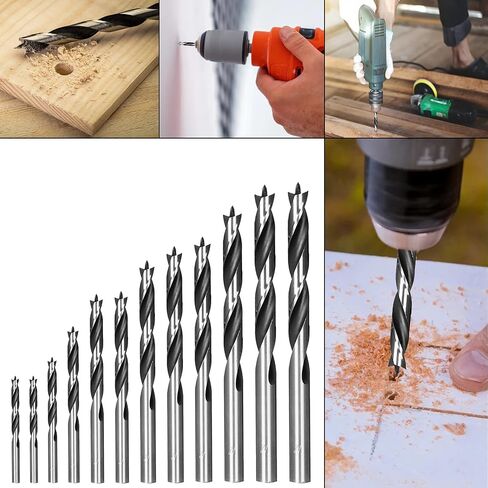 Brad Point Wood Drill Bit Set (12 Pack with Storage Case - 1/8" to 1/2") Carpenters Quality - Woodworking Bits for All Types of Woods in Saudi Arabia