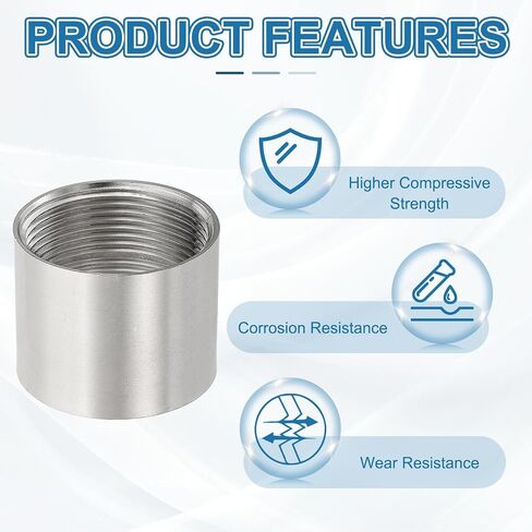 PATIKIL 304 Stainless Steel Pipe Coupling 1-1/2" x 1-1/2" Female BSPT Thread Straight Coupling Connectors Adapter Cast Pipe Fitting for Pump Accessories, Silver in Saudi Arabia