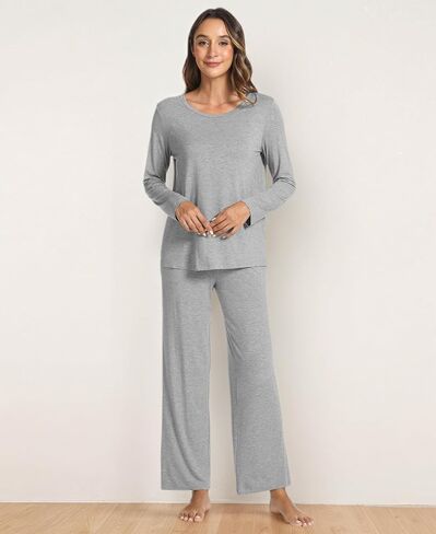 Bamboo Viscose Womens Pajamas Set Long Sleeve Crew Neck Sleep Set in Saudi Arabia