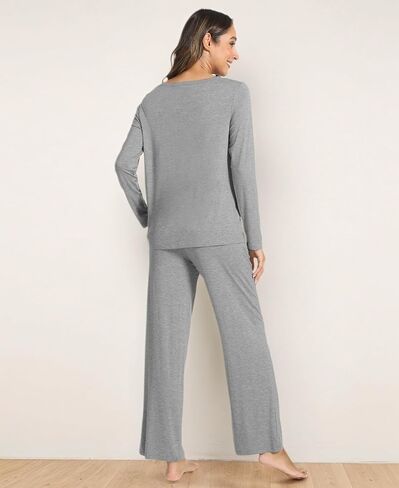 Bamboo Viscose Womens Pajamas Set Long Sleeve Crew Neck Sleep Set in Saudi Arabia