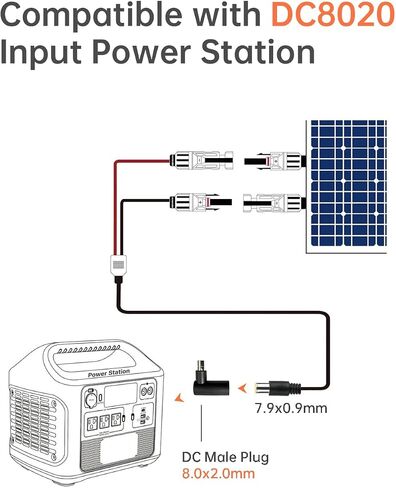DC 7909 to DC 8020 Adapter 90-Degree Right Angle Connectors, Compatible with Jackery Explorer 1000 V2 /600 Plus/1000 Pro/1000 Plus/1500 Pro/2000 Pro/2000 Plus/3000 Pro Solar Power Station in Kuwait