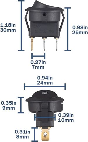 Round Lighted Rocker Switch 12V 20A DC Yellow Led Light Circle Rocker Switches On Off 3 Pin Small Round Square Toggle Switch for Car Boat (Pack of 10pcs) in Saudi Arabia