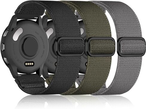 18 مم نايلون سبورت مرنة نطاقات متوافقة مع Garmin Vivoactive 4S ، Fenu 3S/2S Watch Band ، Forerunner 265S/255S ، 3 حزمة حلقة معصم حزمة الاستبدال للرجال والنساء in Kuwait