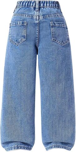SOLY HUX Toddler Girl's Cute Heart Embroidery Jeans High Elastic Waist Wide Leg Denim Pants in Saudi Arabia