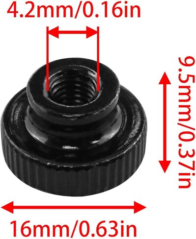 AYLIFU Thumb Nuts Knurled Nut Hardware Nuts Black M5×0.03inch Adjustable Circular Knob Fastener Nuts for 3D Printer Parts 12PCS in Saudi Arabia