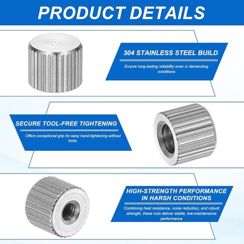 PATIKIL M2.5 المكسرات الإبهام الكعكة ، 20pcs 304 من الفولاذ المقاوم للصدأ الأنثى نوع الخيط مسطح رأس الحفرة الدائرية جولة اليد شد المقبض السحابات غطاء المسمار ضبط وضع قفل ، d5mm x h5mm in Saudi Arabia