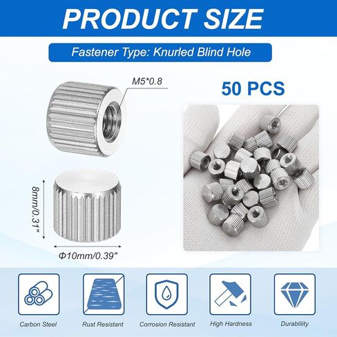 Patikil M2.5 صواميل الإبهام ، 25pcs نيكل مطلي الأنثى نوع المسطح رأس الثقب الأعمى جولة اليد شد المقبض السحابات المسمار ضبط وضع القفل ، d5mm x h5mm in Kuwait