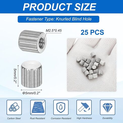 Patikil M2.5 صواميل الإبهام ، 25pcs نيكل مطلي الأنثى نوع المسطح رأس الثقب الأعمى جولة اليد شد المقبض السحابات المسمار ضبط وضع القفل ، d5mm x h5mm in Kuwait