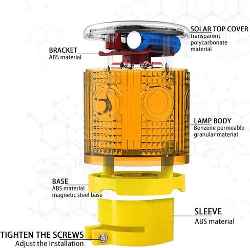 Solar Strobe Warning Light - Bright 360 Degree Solar Emergency Strobe Warning Lights, Waterproof LED Safety Light Outdoor, Road Construction Traffic Flashing Lamp (Yellow) in Kuwait