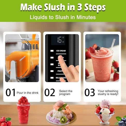 Slushie Machine, Slushy Machine for Home,Frozen Drink Maker & Ice Cream Maker – 88 oz with 6 Preset Programs, LED Display for Margaritas, Frappés, Milkshakes, Smoothies & Ice Cream in Saudi Arabia