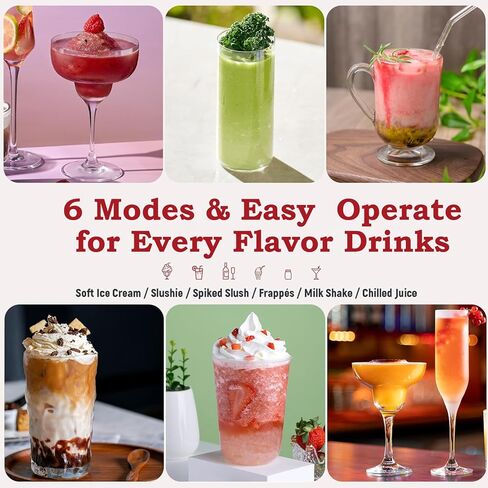 Slushie Machine for Home,Frozen Drink and Slushy Maker,240W Fast Make Slushy 5-10 Minutes,No Ice Needed, 6 Preset Programs Slushie Maker with Auto Clean,Frozen Margaritas, Frappés, Milkshake(White) in Saudi Arabia