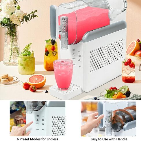 Slushie Machine for Home,Frozen Drink and Slushy Maker,240W Fast Make Slushy 5-10 Minutes,No Ice Needed, 6 Preset Programs Slushie Maker with Auto Clean,Frozen Margaritas, Frappés, Milkshake(White) in Saudi Arabia