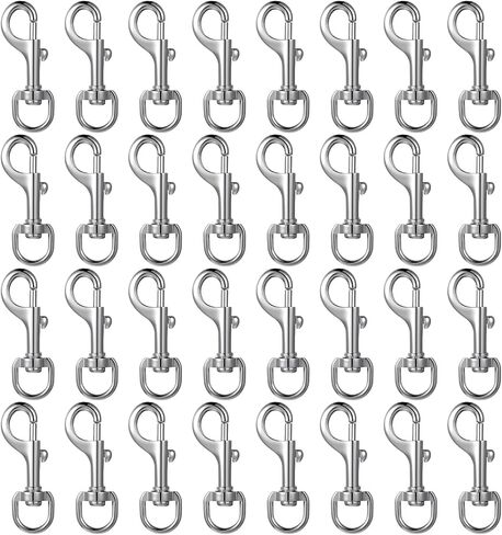 32 PCS دوار سنانير المفاجئة لمقود الكلب الثقيل 2.76 بوصة العلم المشبك واحد نهاية المقطع خطافات الترباس متعددة الأغراض لحزام كاميرا سلسلة مفاتيح ربط مقود الحيوانات الأليفة (النمط الكلاسيكي ، 0.59 ") in Saudi Arabia