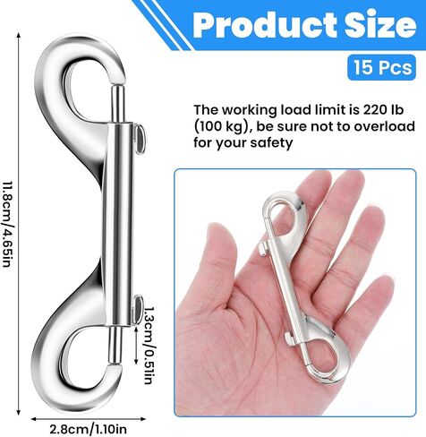 15PCS Double Ended Bolt Snaps Hooks, 4.7 Inch Zinc Alloy Swivel Snap Clips for Pet Dog Leash Water Bucket Hooks Key Holder Carabiner Farm, Metal Heavy Duty Clasp Pet Sling Spring Hook Clips in Saudi Arabia