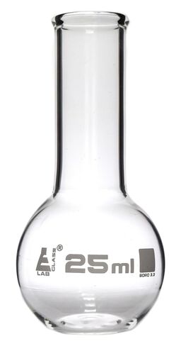 EISCO Boiling Flask, 25ml - Borosilicate Glass - Flat Bottom, Narrow Neck in Kuwait
