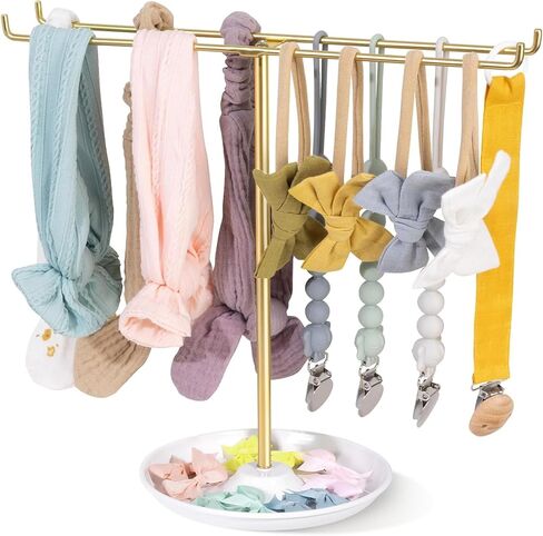 POVETIRE Baby Headband Holder Bow Organizer for Girs,Hair Ties Display Nylon Hairband Storage Head Wrap Stand Hair Accessories Organizer for Newborn Infant Toddler Kids in Kuwait