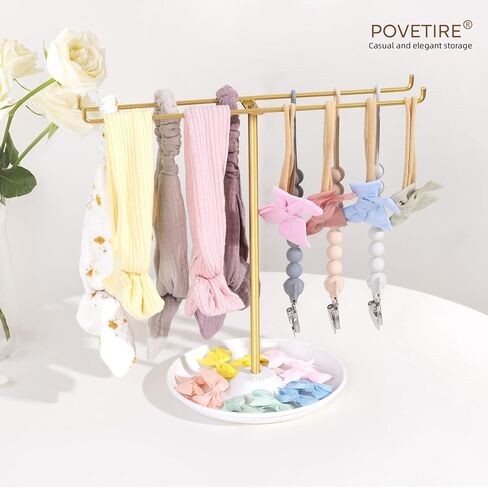 POVETIRE Baby Headband Holder Bow Organizer for Girs,Hair Ties Display Nylon Hairband Storage Head Wrap Stand Hair Accessories Organizer for Newborn Infant Toddler Kids in Kuwait