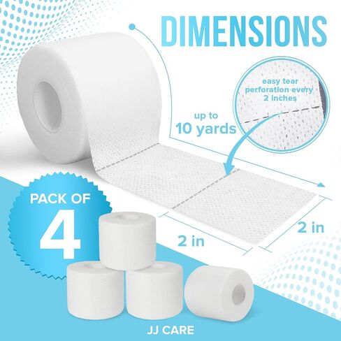 JJ CARE Soft Surgical Tape [Pack of 4], 4" x 10 Yards Soft Cloth Medical Tape for First Aid and Wound Care, Latex-Free, Breathable and Hypoallergenic Cloth Surgical Adhesive in Saudi Arabia