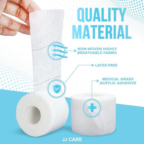 JJ CARE Soft Surgical Tape [Pack of 4], 4" x 10 Yards Soft Cloth Medical Tape for First Aid and Wound Care, Latex-Free, Breathable and Hypoallergenic Cloth Surgical Adhesive in Saudi Arabia