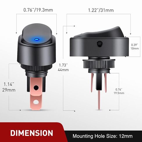 Nilight 5PCS LED Lighted Rocker Switch 12V Blue LED Illuminated ON Off Toggle 30A 3Pin SPST Oval Shaped 12mm Hole for Automotive Car Truck RV Motorcycles Marine Boats in Saudi Arabia