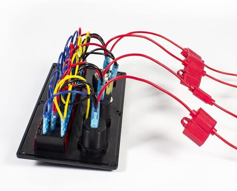 8 Gang Marine Boat Switch لوحة مقاومة للماء ، 12V-24Volt لوحة التبديل Rocker مع شاحن USB مزدوج 3.1A ، LED LED الأزرق ، لوحة الصمامات 15A للقارب ، مناسبة أيضًا لشاحنة Car RV UTV in Kuwait