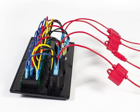 8 Gang Marine Boat Switch لوحة مقاومة للماء ، 12V-24Volt لوحة التبديل Rocker مع شاحن USB مزدوج 3.1A ، LED LED الأزرق ، لوحة الصمامات 15A للقارب ، مناسبة أيضًا لشاحنة Car RV UTV in Kuwait