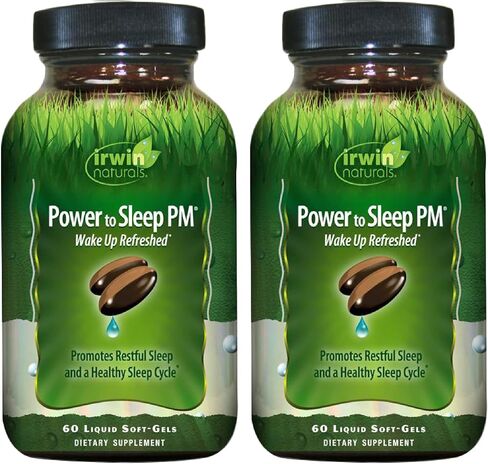 Irwin Naturals Power to Sleep PM - 60 Liquid Soft-Gels - with Melatonin, GABA, Ashwagandha, Valerian Root & L-Theanine - 30 Servings in Kuwait